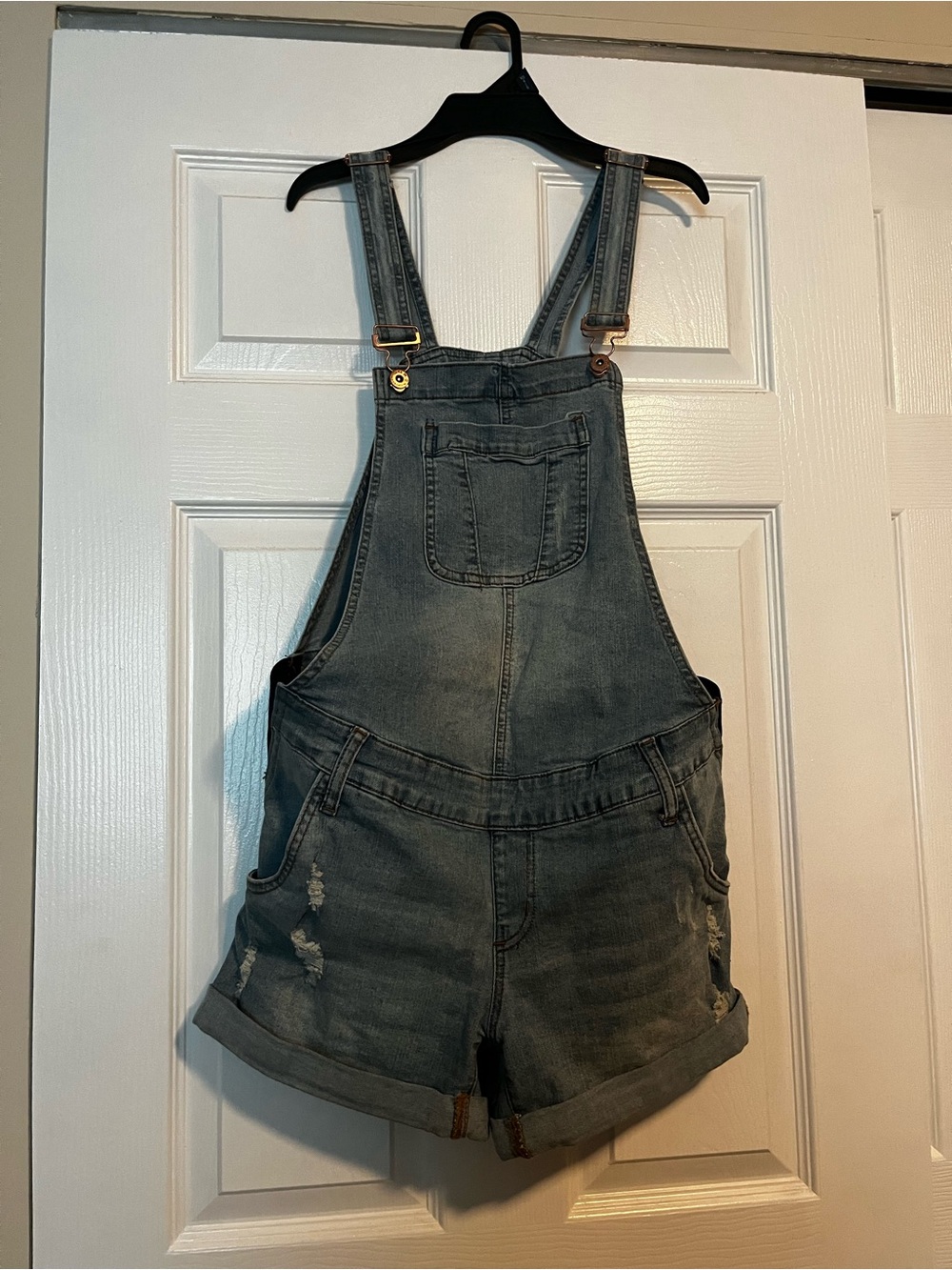 Denim Short Overalls Maternity
